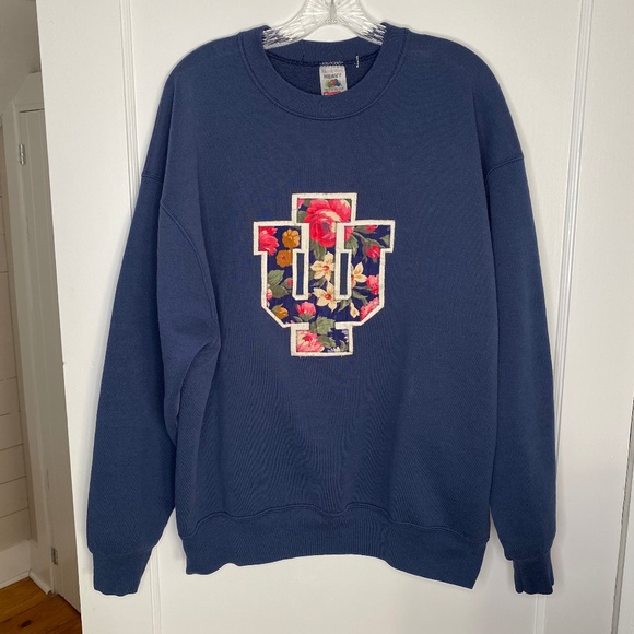 Fruit of the Loom IU logo applique oversized sweatshirt navy - XL - Picture 1 of 9